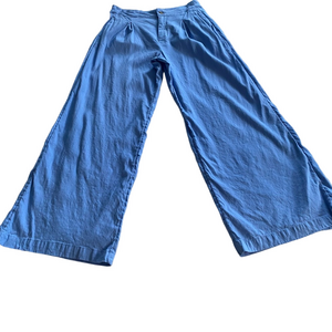 H Halston High-Waisted Linen blend Pleated Trousers Sz 6